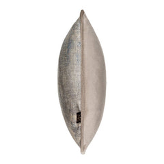 Side image of silver/mink velvet cushion in 43cm size. Made from Jacquard fabric by Scatter Box