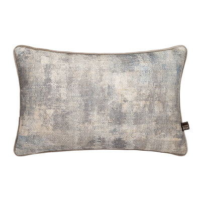 Front image of silver/mink velvet cushion in 35x50cm size. Made from Jacquard fabric by Scatter Box