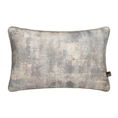 Front image of silver/mink velvet cushion in 35x50cm size. Made from Jacquard fabric by Scatter Box